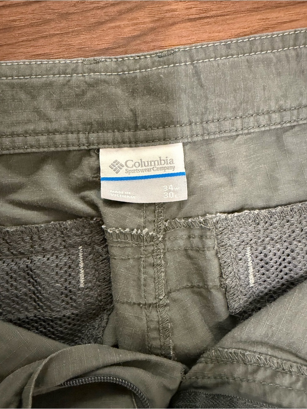 Title: Columbia Men’s Hiking Pants 34x30 Olive Ripstop Cargo Zip Pocket Out - Picture 5 of 5